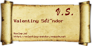 Valentiny Sándor névjegykártya